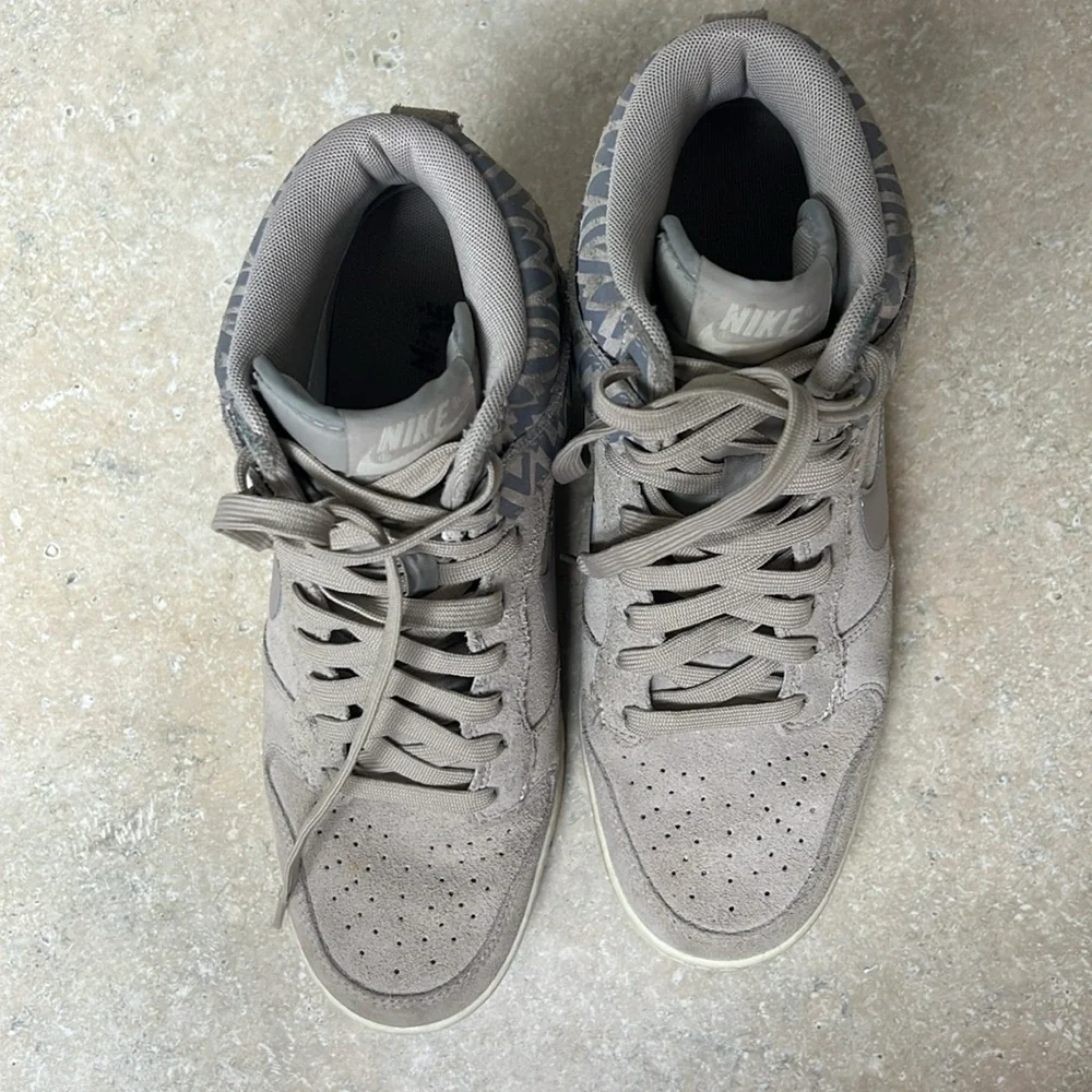 Nike High-Top Wedge Sneakers in Gray Taupe